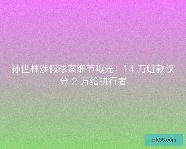 孙世林涉假球案细节曝光：14 万赃款仅分 2 万给执行者